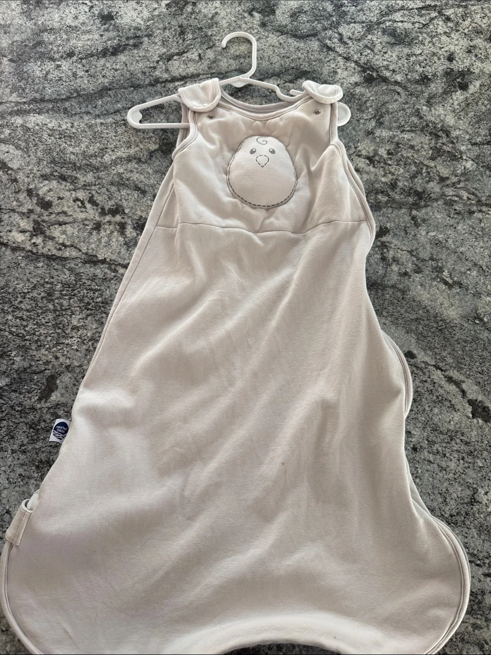 Neutral Cream Baby Sleep Sack Dress with Chick Applique